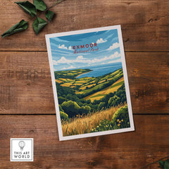 Exmoor Travel Print showcasing the breathtaking views of Exmoor National Park, perfect for travel and nature enthusiasts.