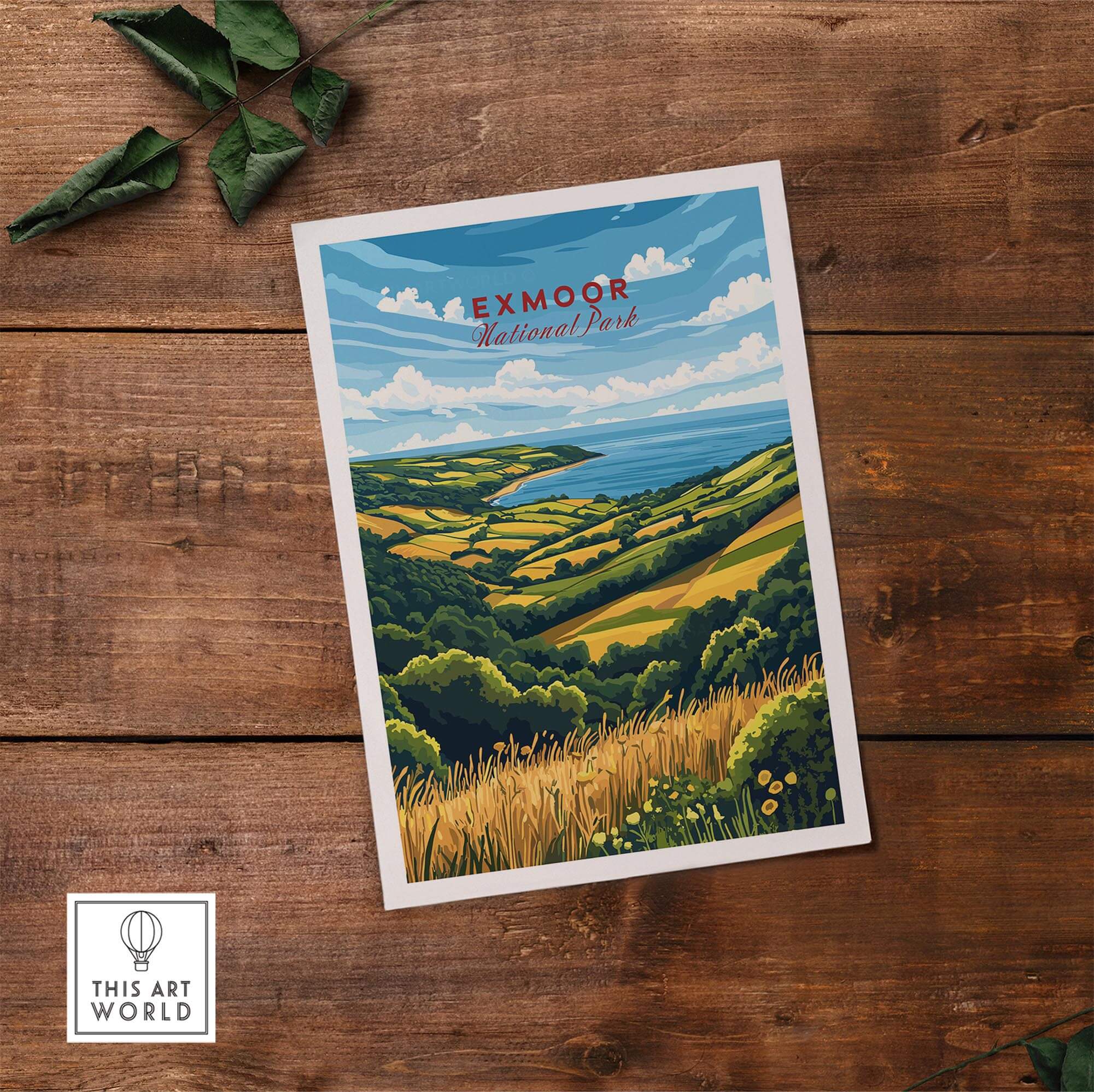 Exmoor Travel Print showcasing the breathtaking views of Exmoor National Park, perfect for travel and nature enthusiasts.