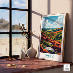 Exmoor Wall Art Poster featuring the scenic landscapes of Exmoor National Park, displayed in a stylish interior.