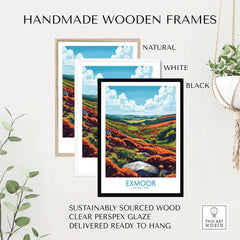Exmoor Wall Art Poster in handmade wooden frames available in natural, white, and black colors.