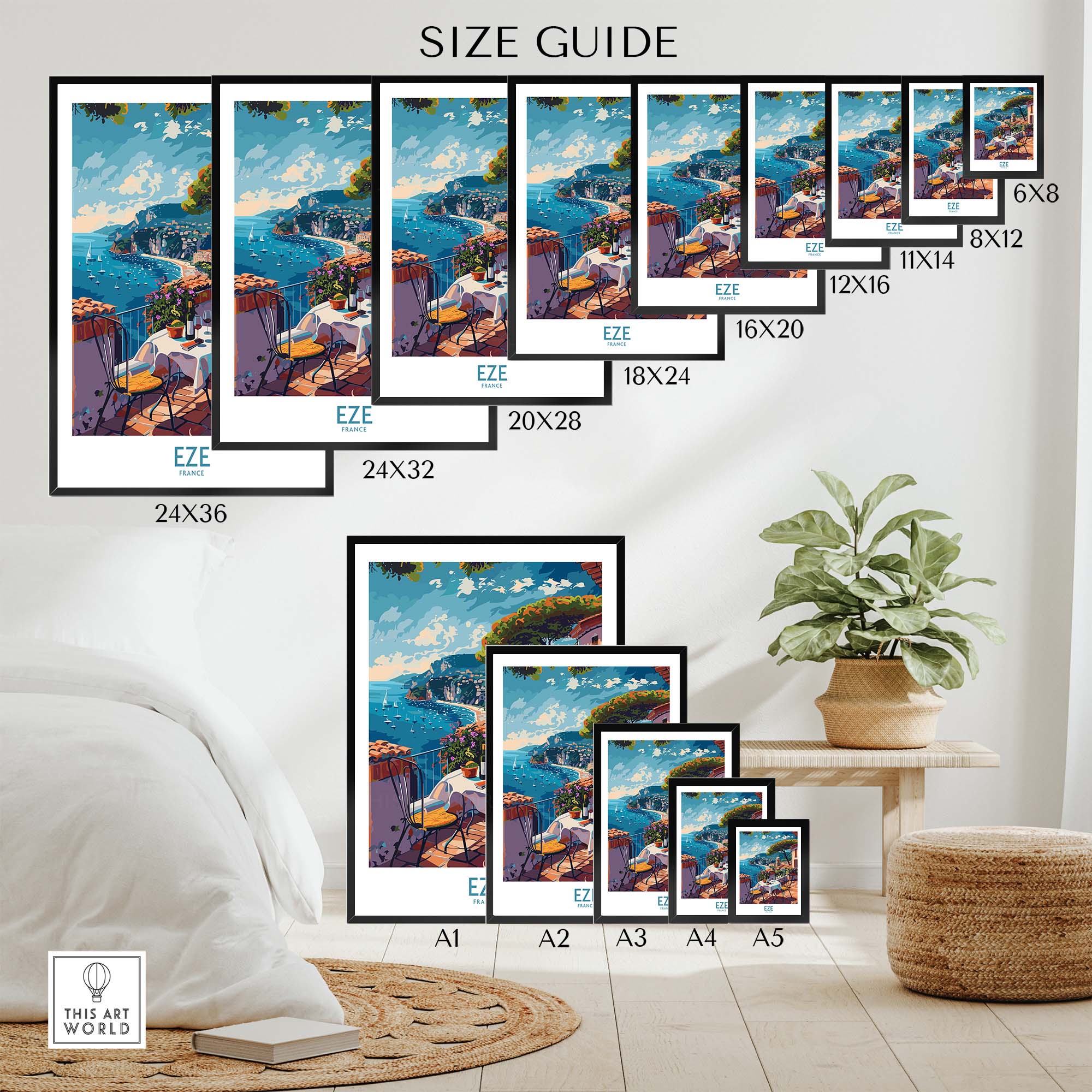 Eze France Wall Art Print - Stylish Home Decor for a Touch of French Elegance