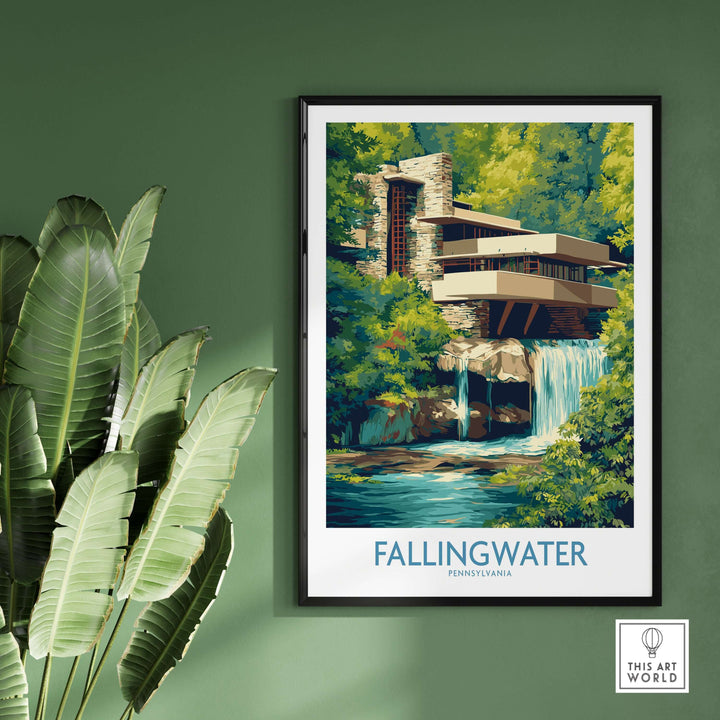 Fallingwater Frank Lloyd Wright Art Print | Pennsylvania Architecture Poster showcasing iconic design and nature harmony.
