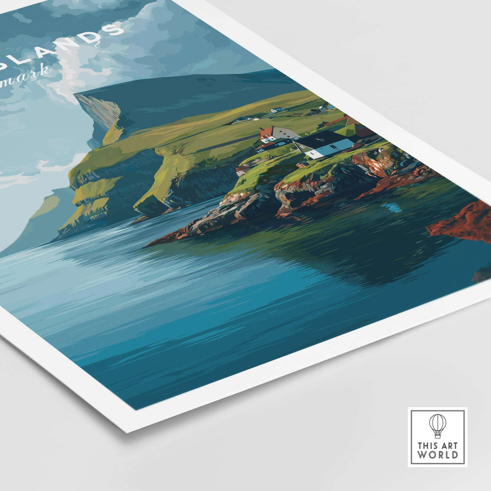 Faroe Islands Art Print | Denmark Poster showcasing stunning coastal scenery and rugged landscapes.