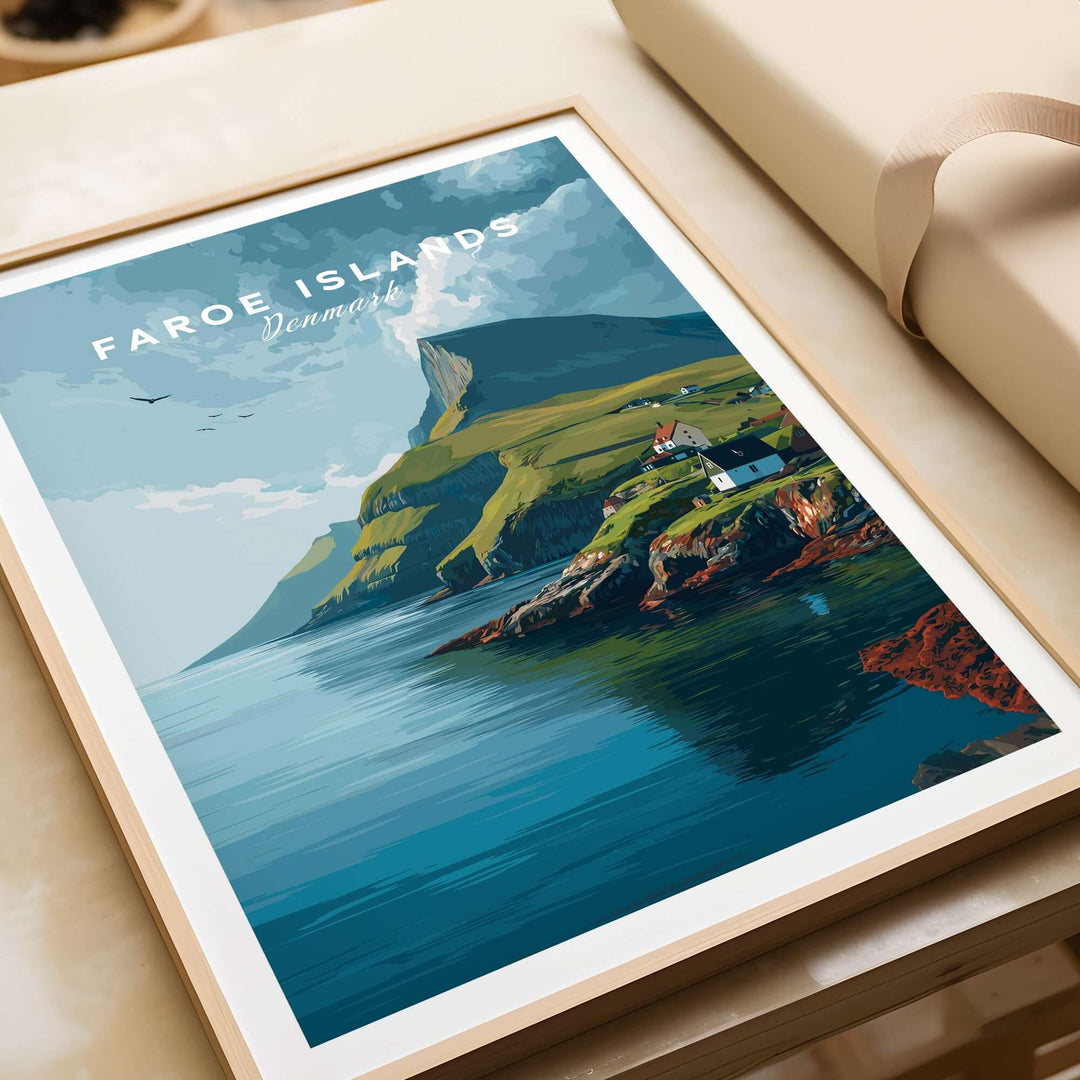 Faroe Islands Art Print | Denmark Poster showcasing stunning landscapes and coastal scenes.