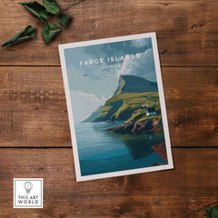 Faroe Islands Art Print | Denmark Poster featuring dramatic landscapes and serene coastal scenes.
