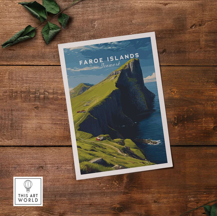 Faroe Islands Kalsoy Dramatic Scenery Print | Nordic Adventure Wall Art showcasing stunning cliffs and rugged landscapes.