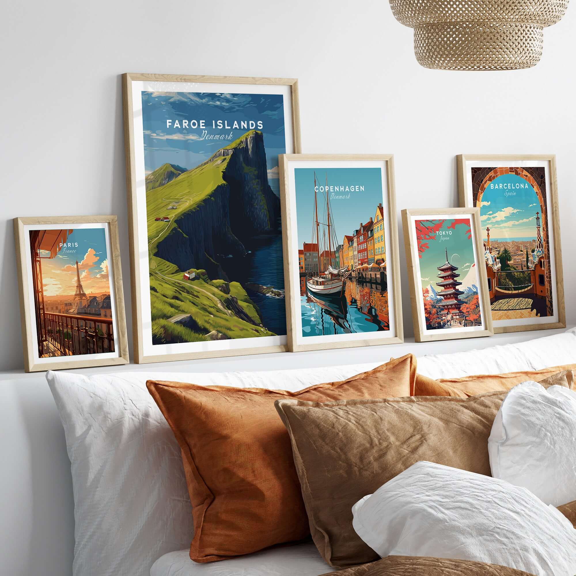 Faroe Islands Kalsoy Dramatic Scenery Print | Nordic Adventure Wall Art displayed in a stylish home interior with other prints.