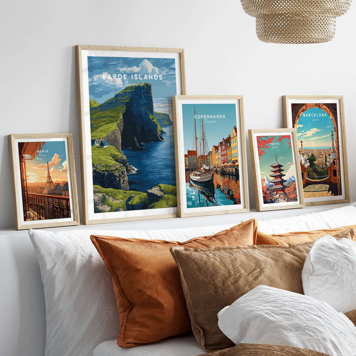 Faroe Islands North Atlantic Sea View Print | Nordic Nature Wall Decor displayed in a stylish home setting.