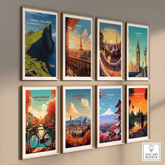 Faroe Islands Kalsoy Dramatic Scenery Print | Nordic Adventure Wall Art in a framed art display featuring world travel posters.