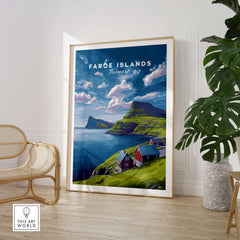 Faroe Islands Print | North Atlantic Travel Wall Art showcasing stunning coastal scenery and vibrant colors.