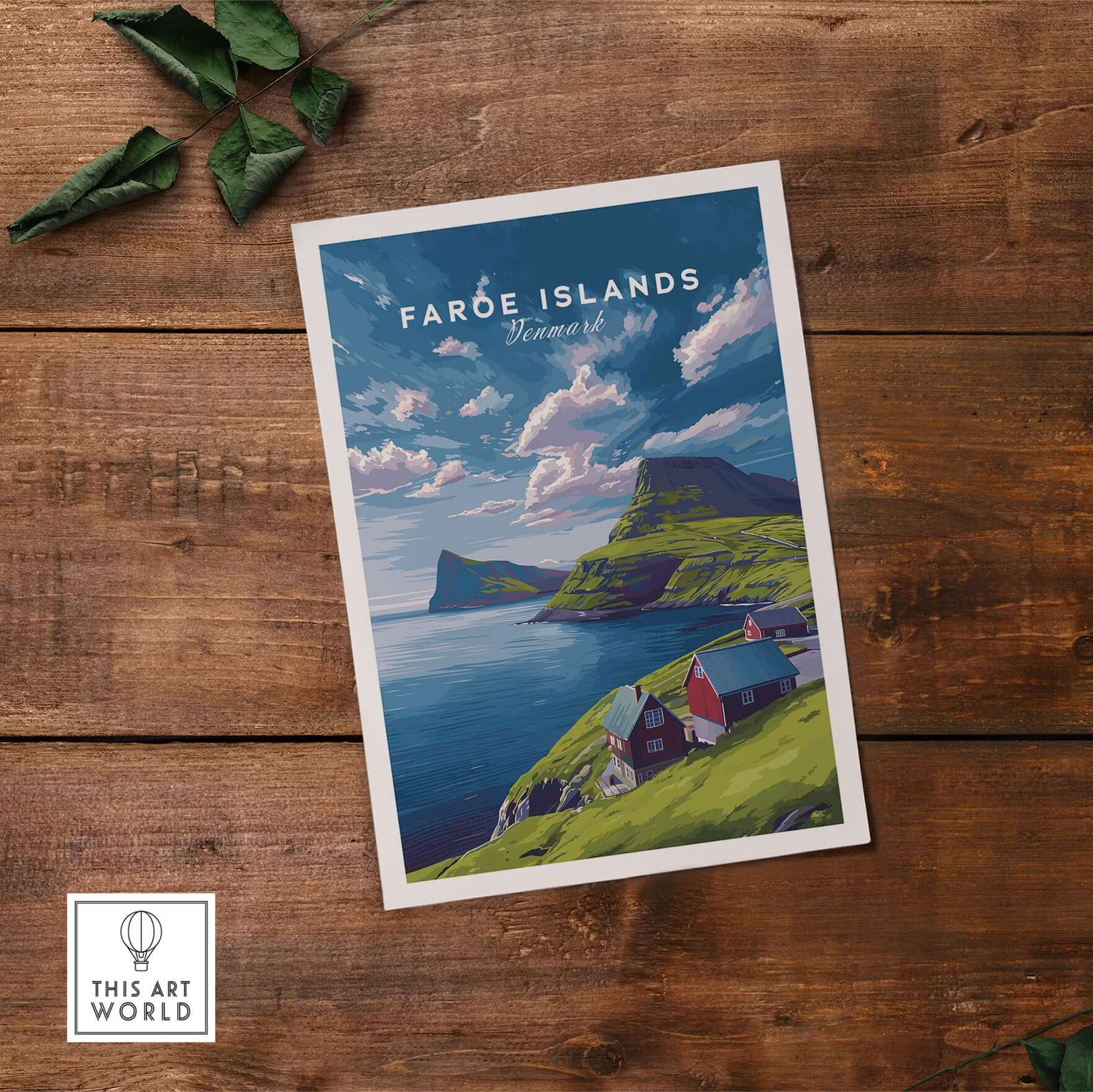 Faroe Islands Print | North Atlantic Travel Wall Art featuring stunning landscape and colorful houses.