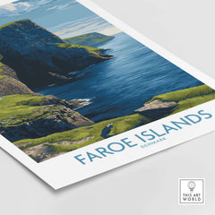 Faroe Islands Vágar Cliffs Art Print | Dramatic Coastal Landscape Poster showcasing stunning cliffs and ocean views.