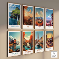 Faroe Islands Waterfall Art Print | Denmark Poster featuring artwork from various cities including Paris and Amsterdam.