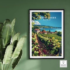 Finger Lakes Print - Wine Region showcasing vineyards and scenic landscapes in New York State.