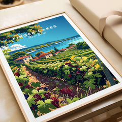 Finger Lakes Print - Wine Region showcasing picturesque vineyards and landscapes of New York, perfect for wine lovers' decor.