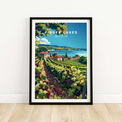 Finger Lakes Print - Wine Region showcasing vibrant vineyards and scenic views of New York's Finger Lakes.