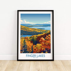 Finger Lakes Wall Art Print - New York featuring vibrant fall colors and scenic landscape of New York's Finger Lakes.