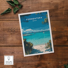 Formentera Balearic Clear Sea Landscape Print | Coastal Home Wall Art showcasing clear turquoise waters and serene coastal beauty.