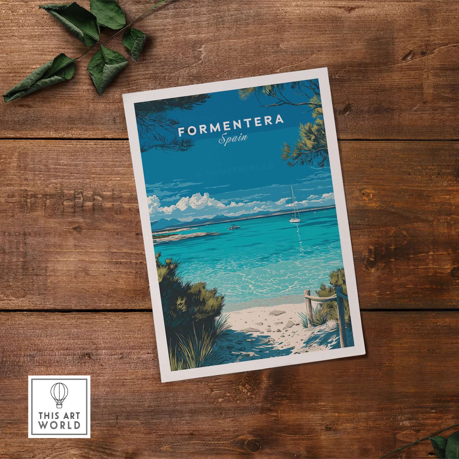 Formentera Balearic Clear Sea Landscape Print | Coastal Home Wall Art showcasing clear turquoise waters and serene coastal beauty.
