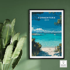 Formentera Balearic Clear Sea Landscape Print | Coastal Home Wall Art showcasing turquoise waters and serene beauty.