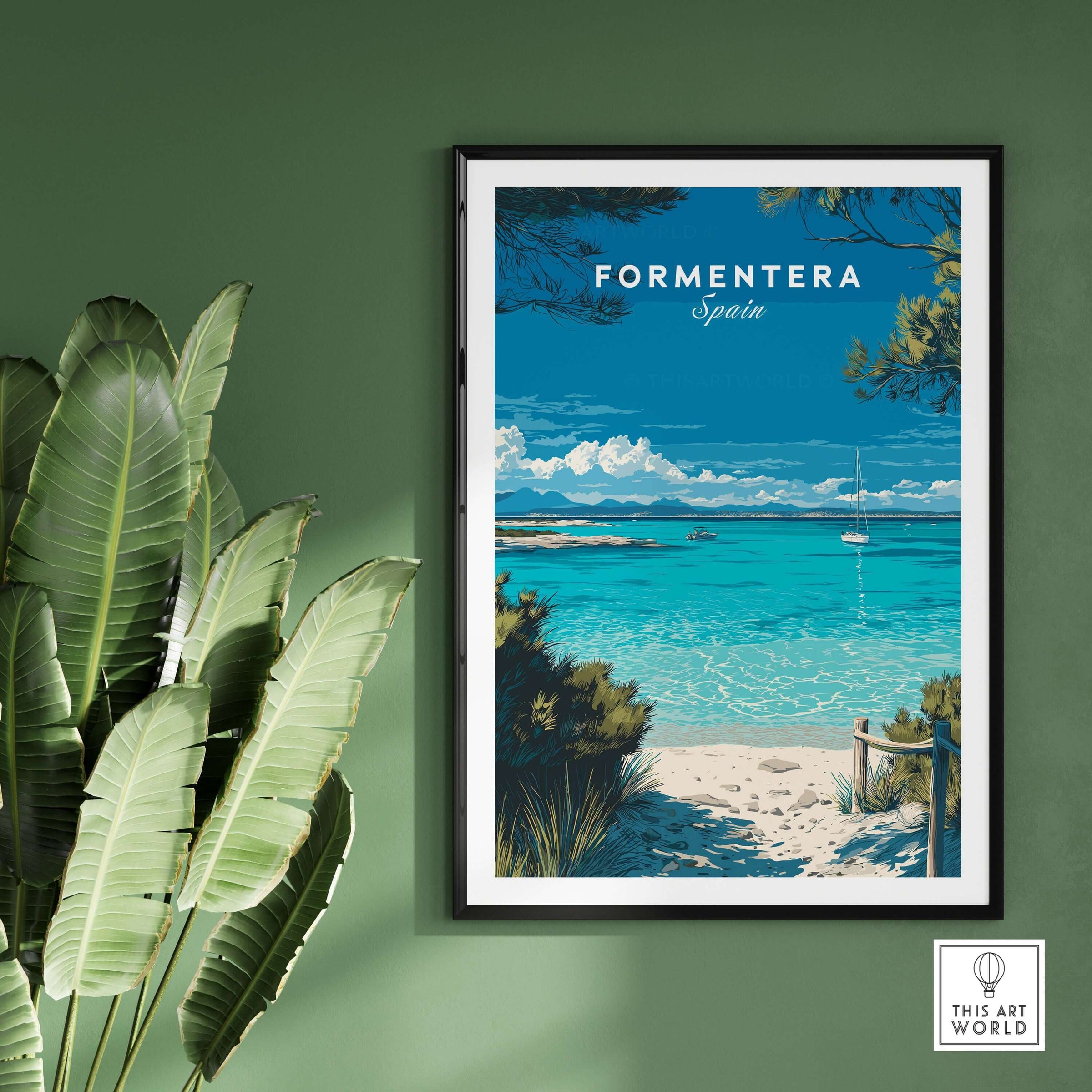 Formentera Balearic Clear Sea Landscape Print | Coastal Home Wall Art showcasing turquoise waters and serene beauty.
