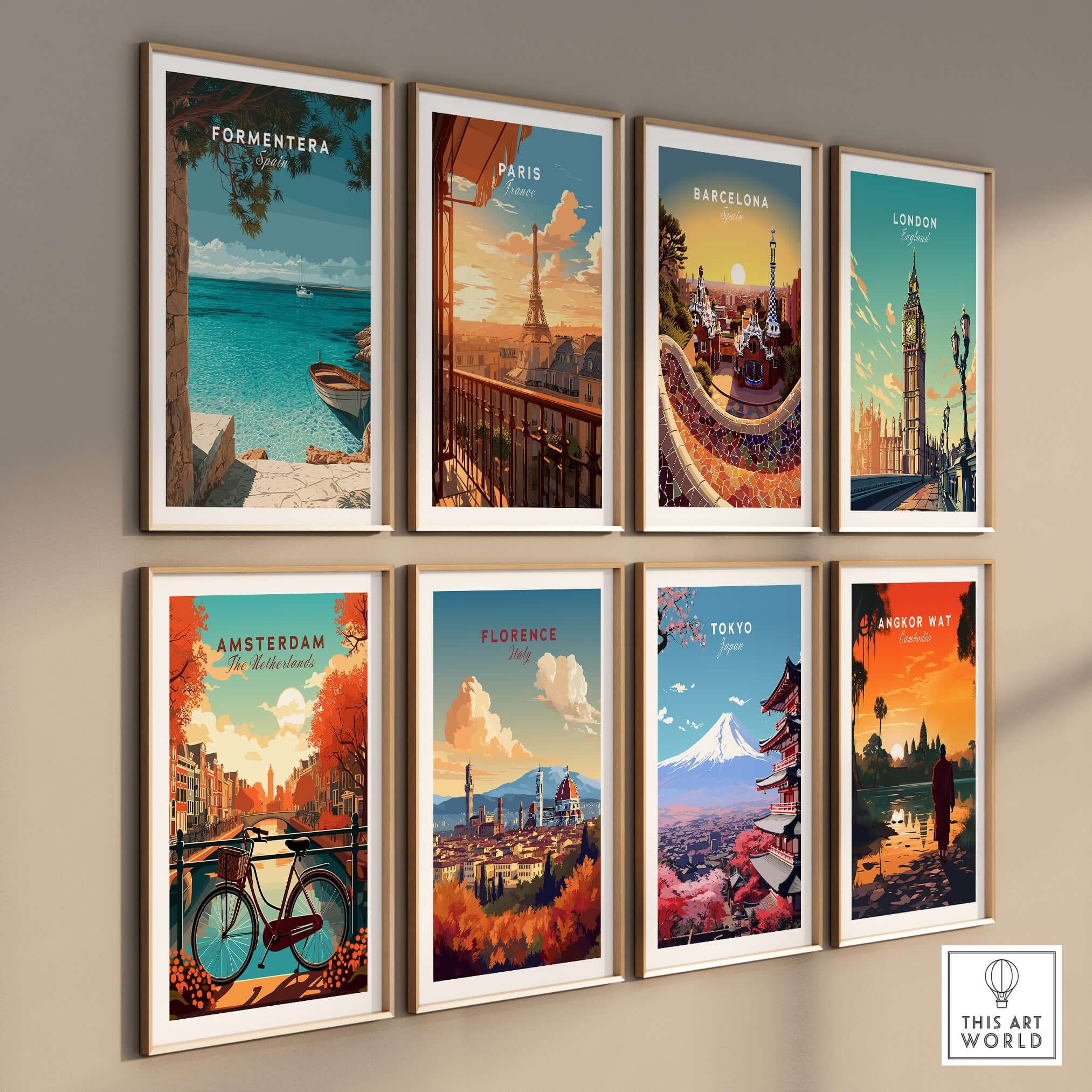 Formentera Balearic Island Seascape Print | Tranquil Coastal Decor showcased among cityscape prints.