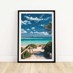 Formentera Blue Water Print | Balearic Island Home Decor featuring a beautiful coastal scene.