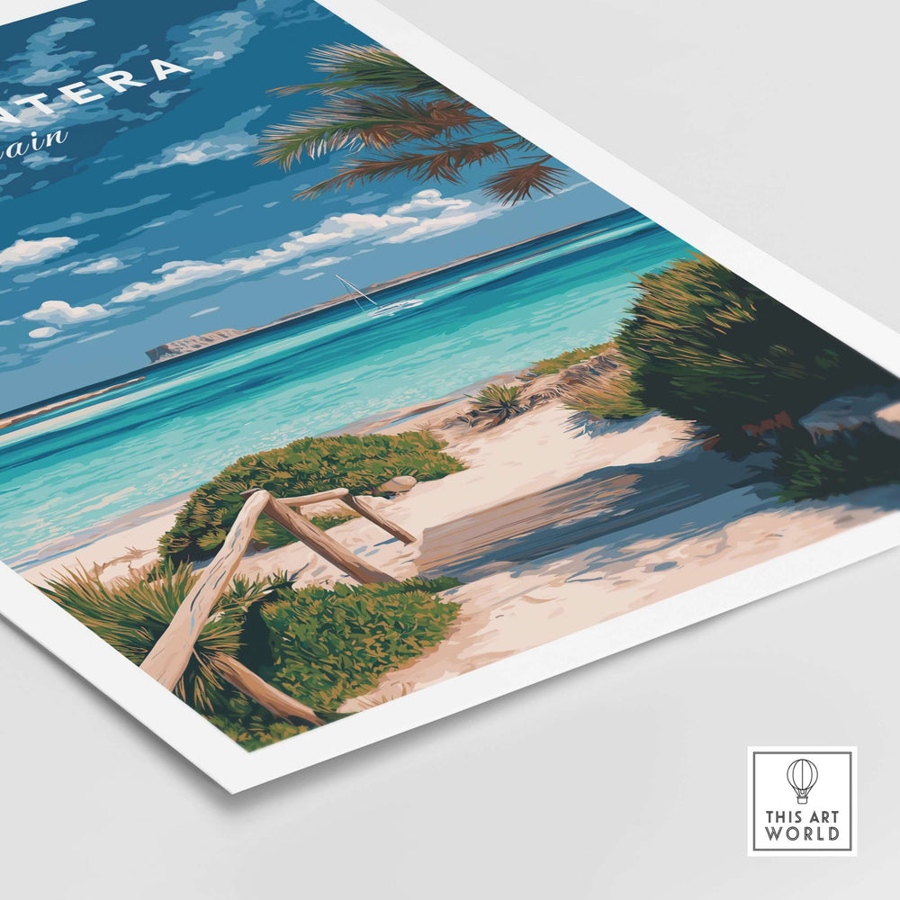 Formentera Blue Water Print | Balearic Island Home Decor showcasing vibrant blue waters and coastal scenery.