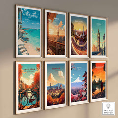 Formentera Mediterranean Sea View Print | Luxury Coastal Wall Decor displayed in a gallery wall arrangement.