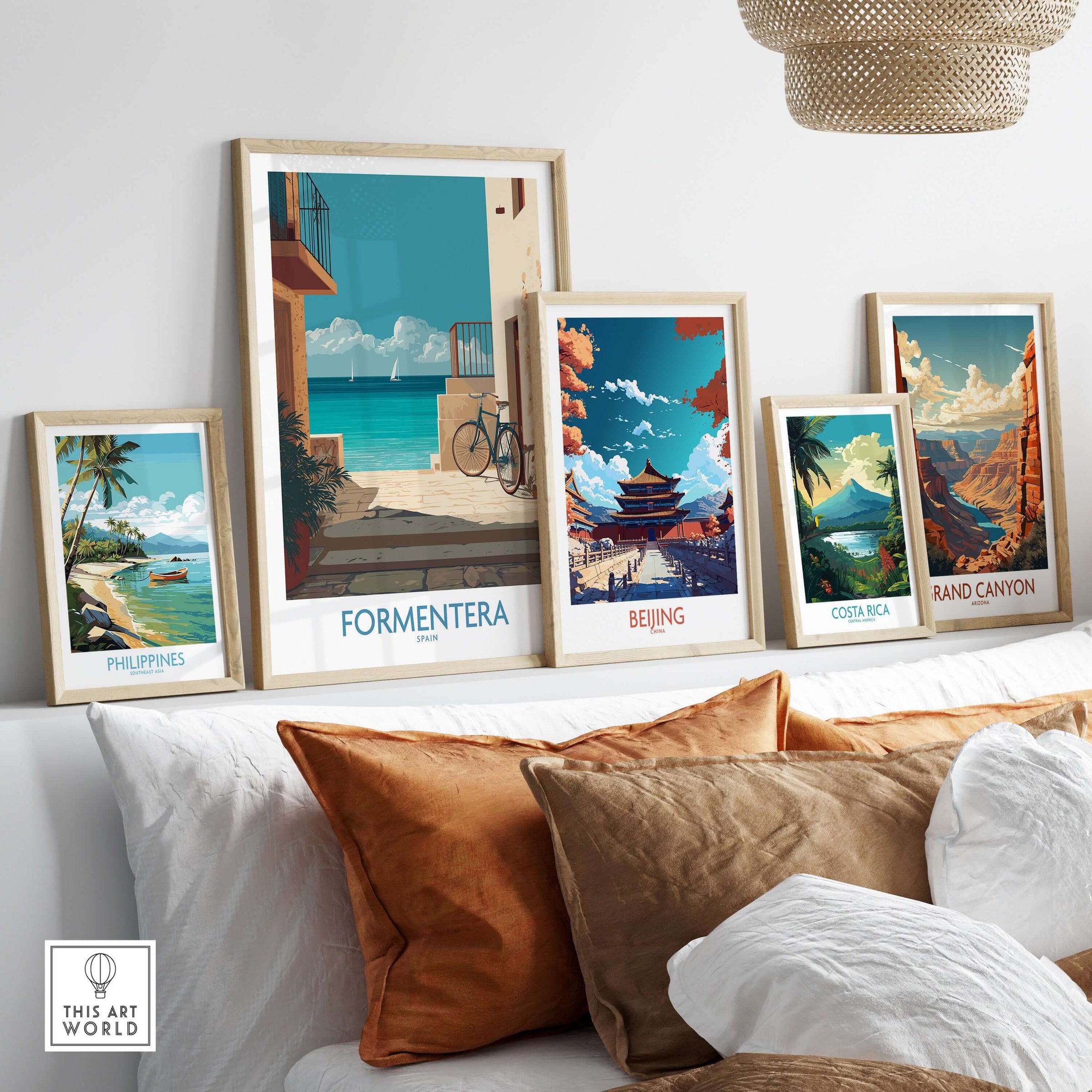Formentera Spain Art Print | Balearic Coastal Decor Poster displayed among other travel art prints.