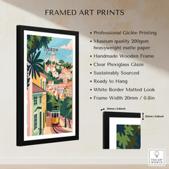 Lisbon Portugal Tram and Castle View Art Print | Pastel Cityscape Poster framed with a professional finish and ready to hang.