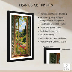 Matisse Open Window Art Print | Vibrant Flower Garden Landscape Poster in Style of Matisse displayed in a framed setting.