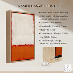 Mark Rothko Untitled 1969 Abstract Canvas Print - White Orange Color Field framed canvas print features giclée printing.