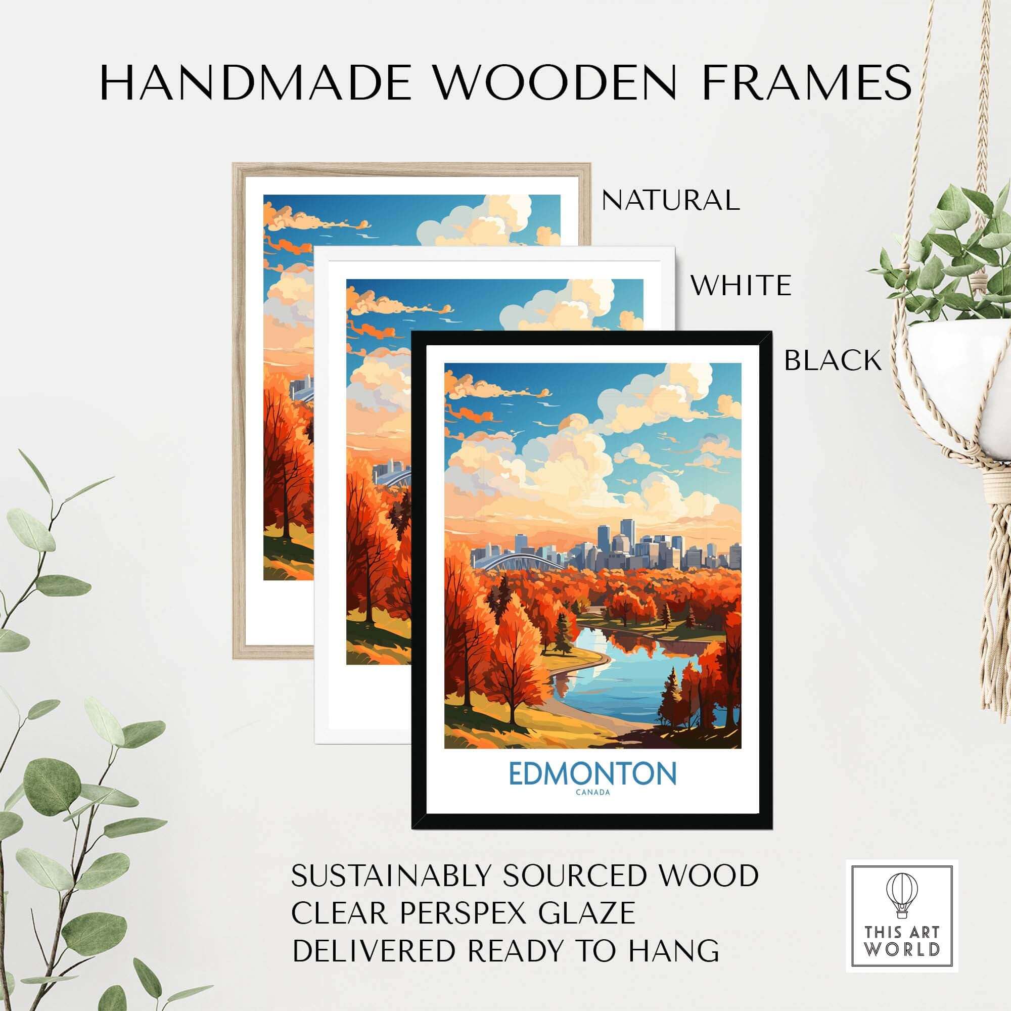 Edmonton Wall Art Print showing the Edmonton Skyline in Autumn - Exclusive to ThisArtWorld