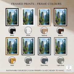 Zhangjiajie Canvas Print | Chinese Landscape Wall Decor with various frame colors displayed for selection