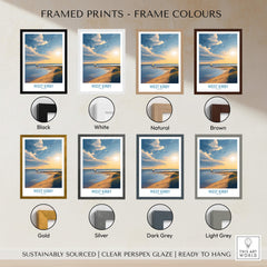West Kirby England Canvas Print | Serene Coastline Sailboat Scene Poster framed print colour options display.