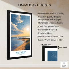 West Kirby England Canvas Print | Serene Coastline Sailboat Scene Poster framed art print with a picturesque seaside view.