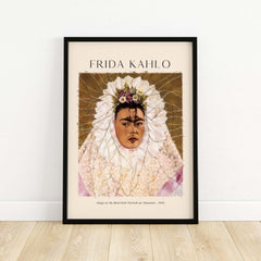 Frida Kahlo Diego on My Mind Tehuana Self Portrait Poster Art Print showcasing Frida in traditional Tehuana attire.