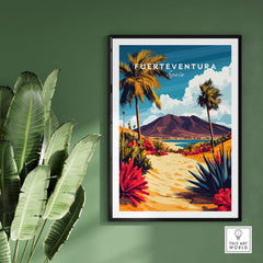 Fuerteventura Canary Islands Spain Travel Print showcasing vibrant colors and landscapes of Fuerteventura.