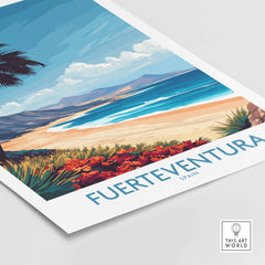 Fuerteventura Poster showcasing beautiful beaches and tropical scenery of Fuerteventura, Spain.
