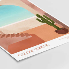 Galerie Bohème Moroccan Archway Cactus Art Print Terracotta Wall Decor Poster featuring terracotta design and cactus.