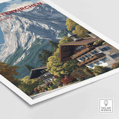 Garmisch-Partenkirchen Bavarian Alps View Print | Mountain Lodge Wall Decor showcasing alpine landscape and rustic charm.