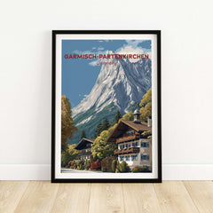 Garmisch-Partenkirchen Bavarian Alps View Print | Mountain Lodge Wall Decor showcasing a scenic alpine landscape.