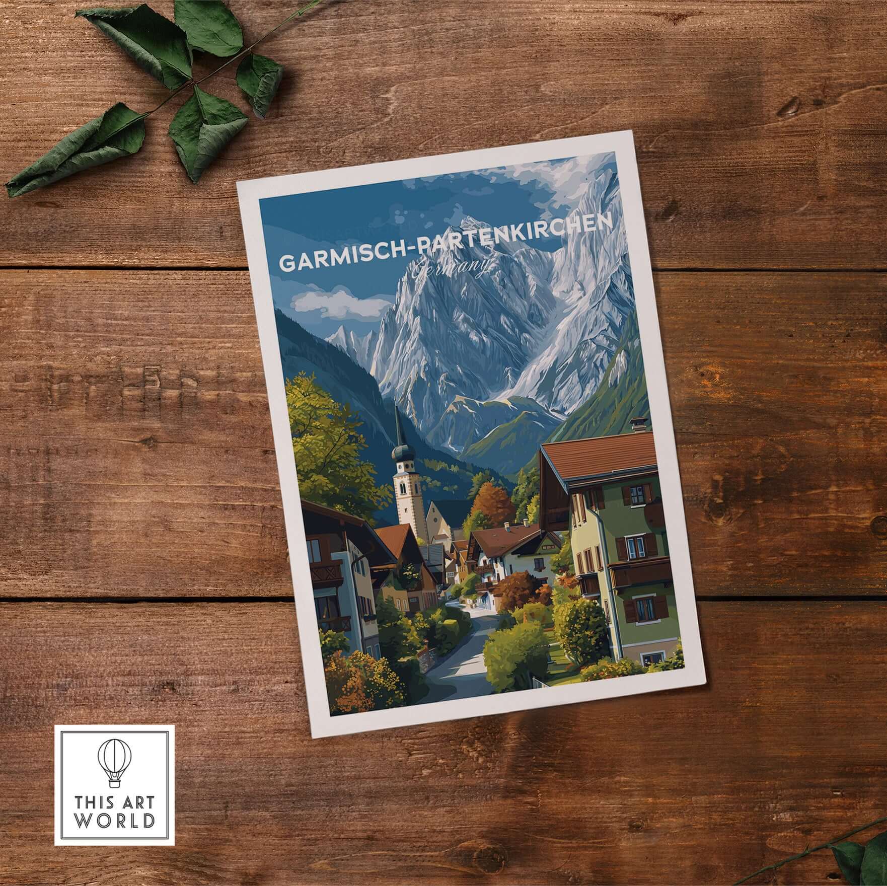 Garmisch-Partenkirchen Print | Bavarian Home Decor featuring stunning alpine landscape and Bavarian architecture.