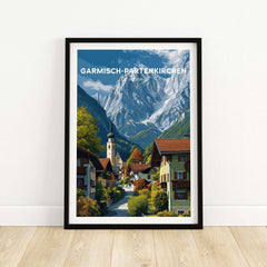Garmisch-Partenkirchen Print | Bavarian Home Decor showcasing a scenic alpine landscape and charming village.
