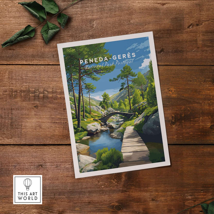 Gerês Portugal Print | Scenic Mountain Wall Art showcasing serene landscape and bridge in Peneda-Gerês National Park.