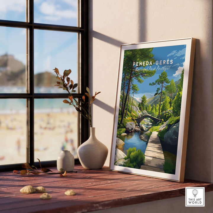 Gerês Portugal Print | Scenic Mountain Wall Art displayed in a bright, stylish interior setting.