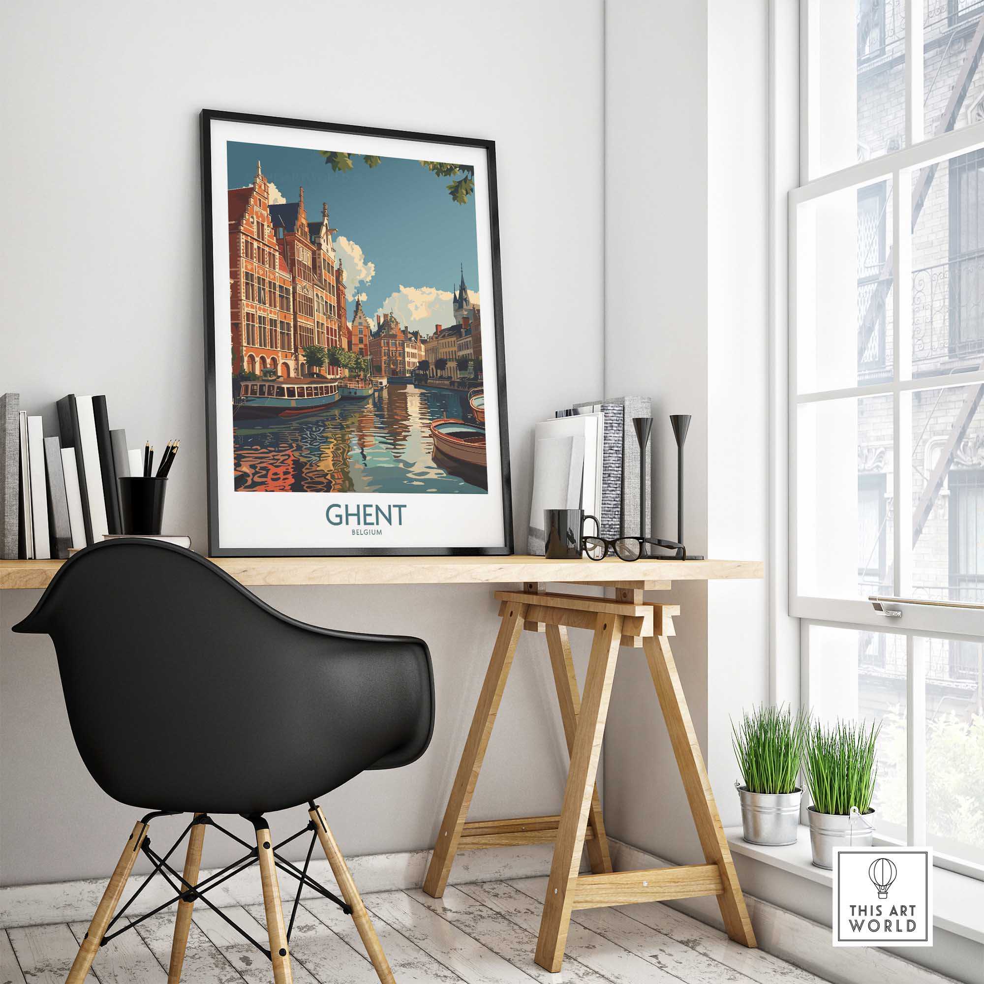Ghent Travel Poster - Belgium-This Art World