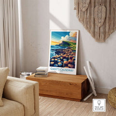 Giant's Causeway Travel Poster featuring colorful artwork of the natural wonder in Northern Ireland.