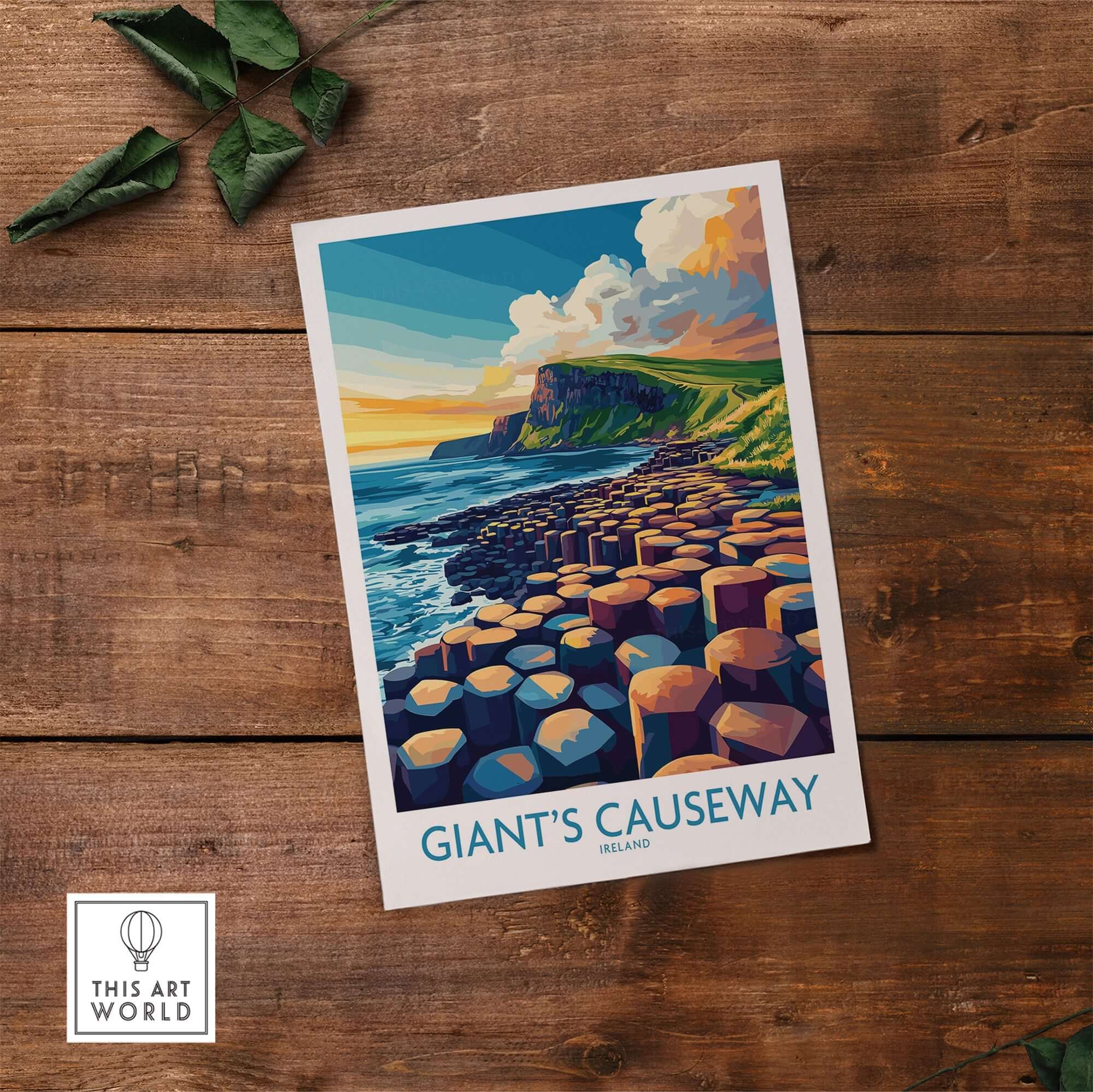 Giant's Causeway Travel Poster showcasing the stunning natural beauty of Northern Ireland with vibrant colors.